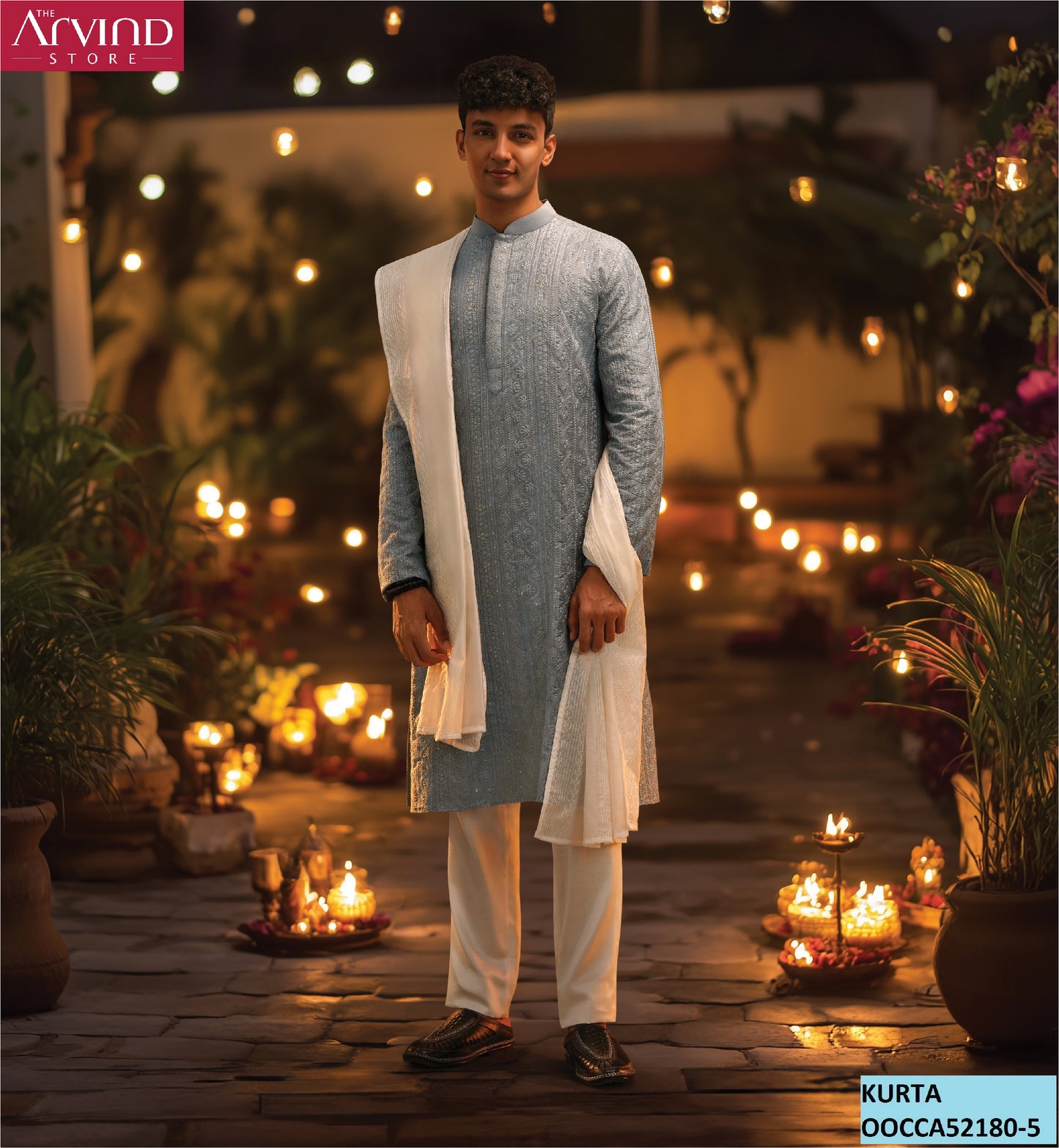 Light Blue Embroidered Kurta Set – Timeless Festive Style